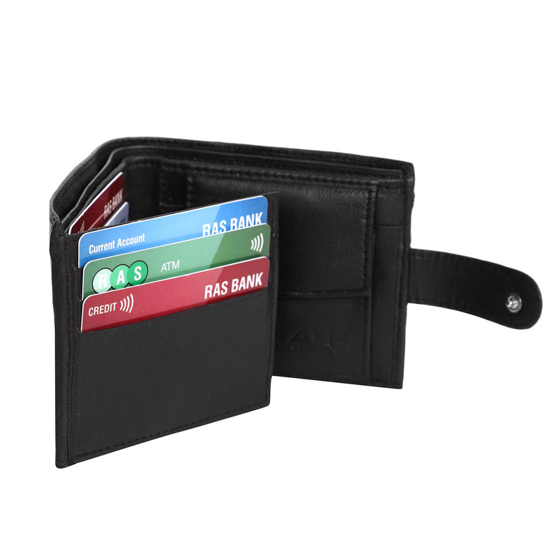 RAS Mens RFID Blocking Soft Smooth Genuine Leather Wallet With Id Card Slot and Coin Pocket 895