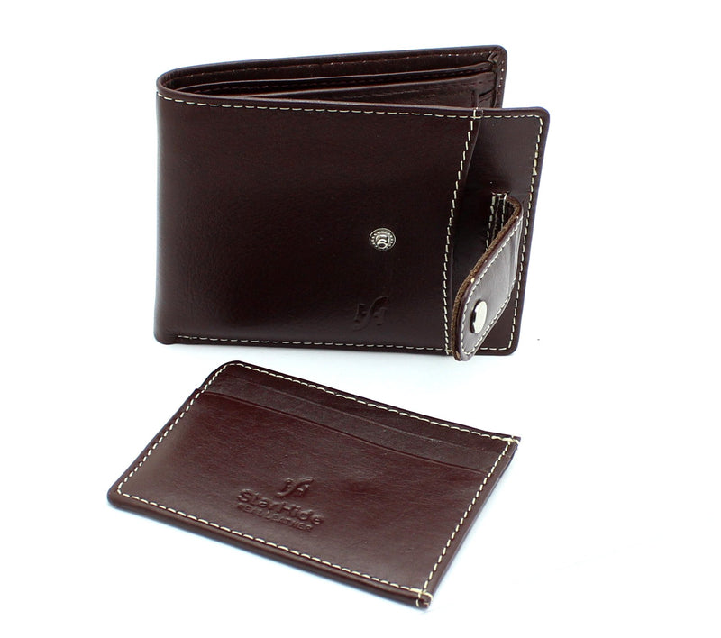 STARHIDE Mens RFID Blocking Genuine Leather Wallet with Removable Minimalist Slim Card Holder 1125