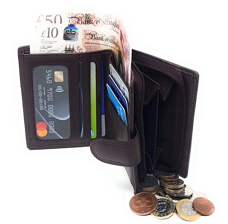 STARHIDE Mens RFID Blocking Soft Real Leather Wallet With Zip Around Coin Pouch 1080