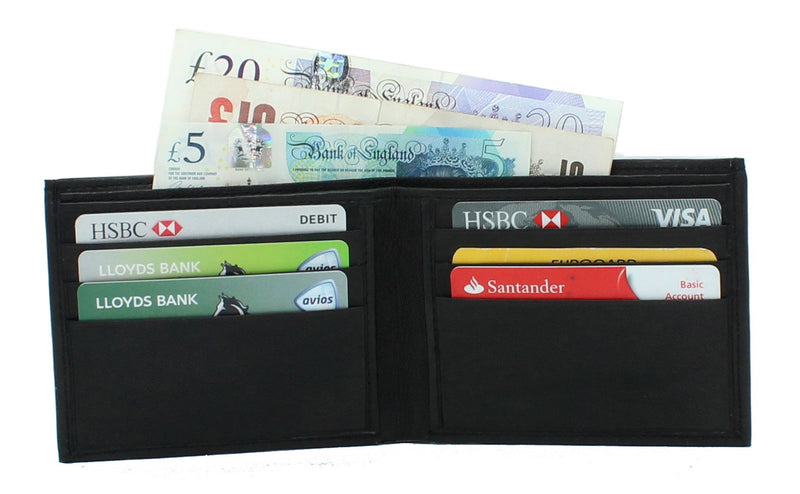 RAS Mens Slim Classic Bifold 6 Cards Wallet Genuine Leather Billfold Wallet 125 Black