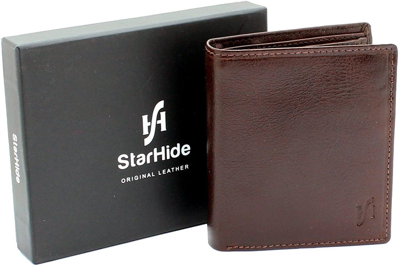 STARHIDE Mens RFID Blocking Genuine VT Leather Small Wallet 830