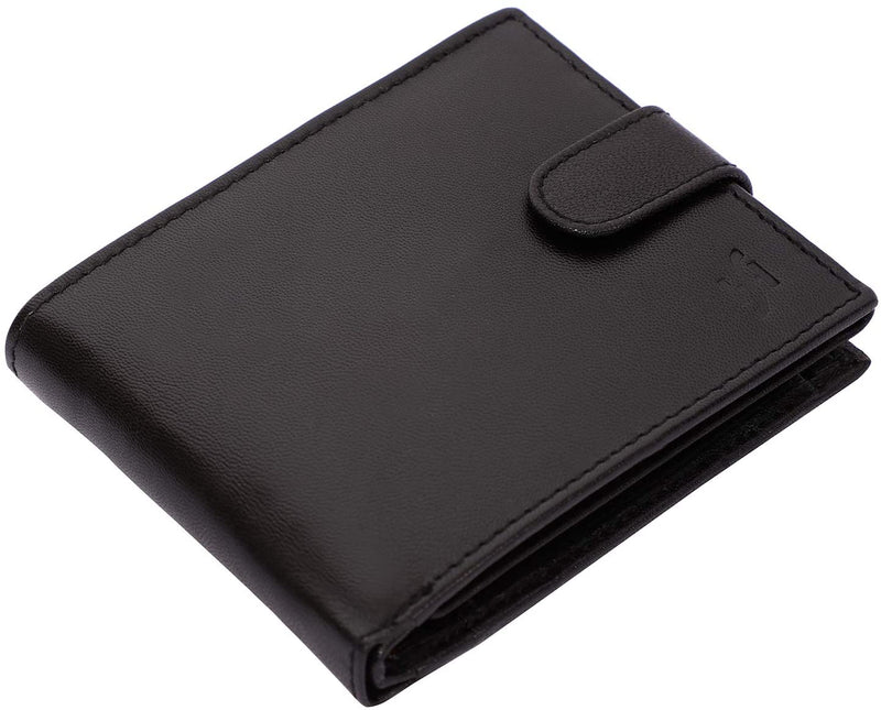 STARHIDE Mens RFID Blocking Genuine Leather Coin Pocket Wallet 625 Black RED