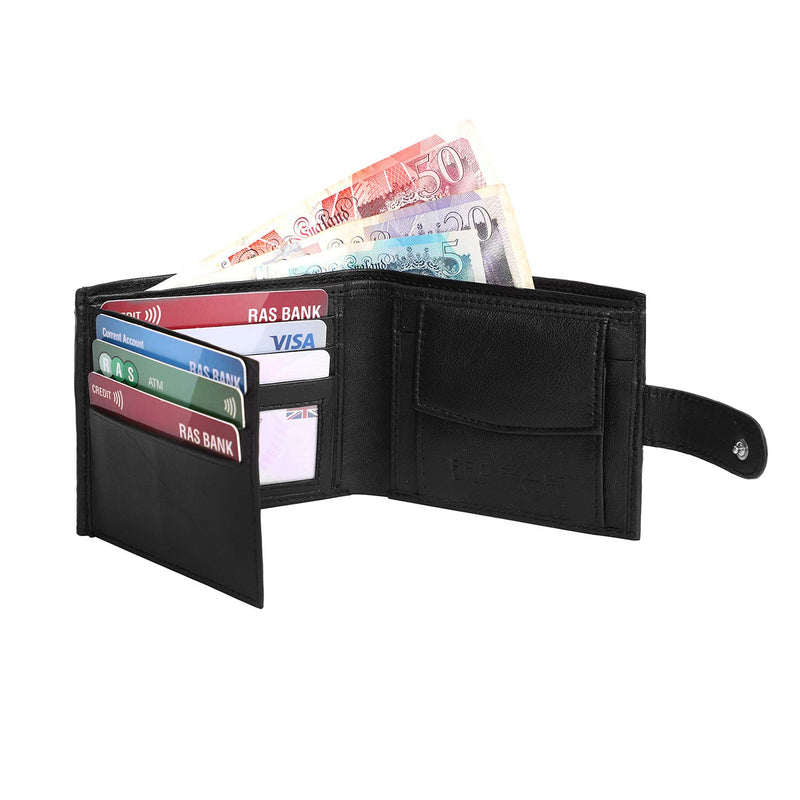 RAS Mens RFID Blocking Soft Smooth Genuine Leather Wallet With Id Card Slot and Coin Pocket 895