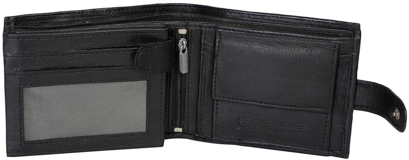 RAS Mens RFID Blocking Safe Nappa Leather Notecase Wallet with A Coin Pocket 2511 Black