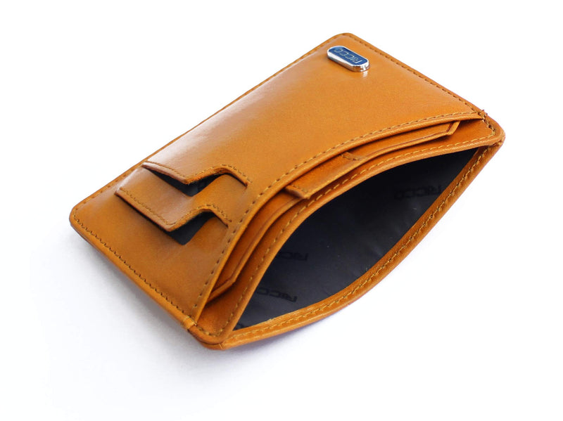 Ricco Front Pocket Genuine Italian Leather Thin Card Case Minimalist Wallet with RFID Blocking S11