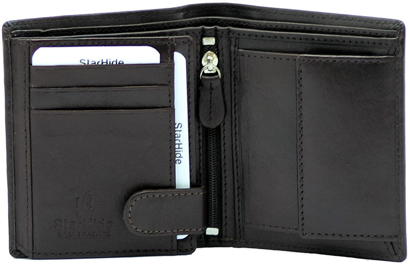 STARHIDE Mens RFID Blocking Genuine VT Leather Small Wallet 830