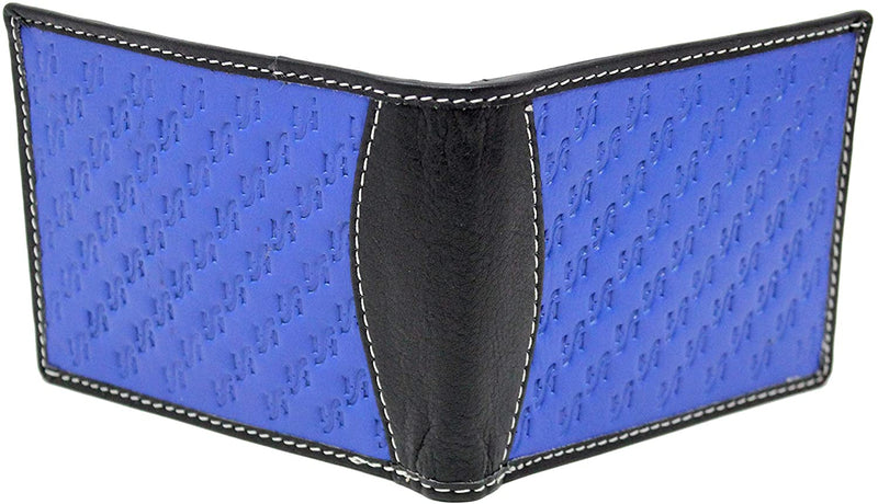 STARHIDE Mens RFID Blocking Genuine Soft Leather Flip Up ID Pocket Wallet 1165 Blue/Black