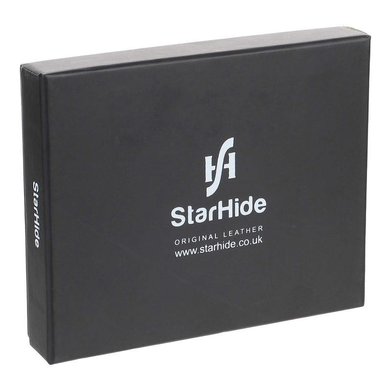 STARHIDE Mens RFID Blocking Soft Nappa Leather Zip Coin Pocket Trifold Wallet 115