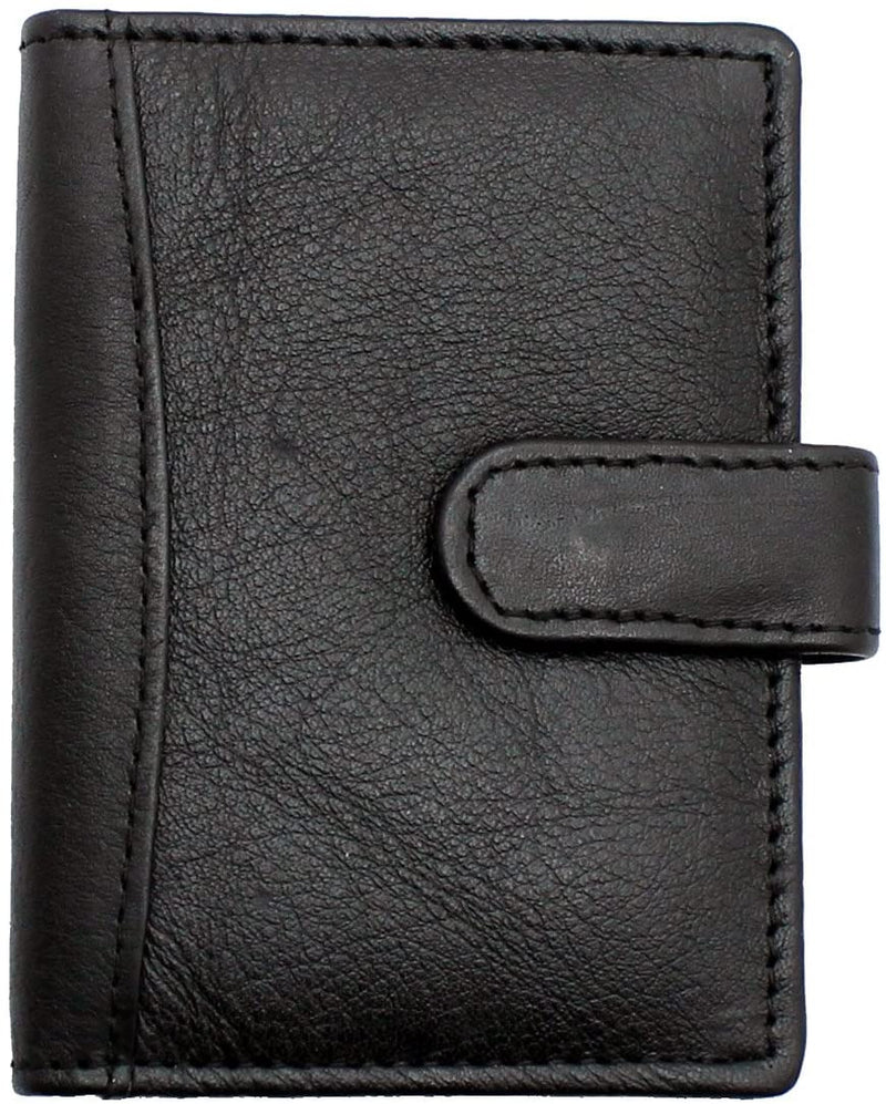 RAS Mens Womens Small Leather 24 Credit Cardholder with Popper Button Fastening 602 Black