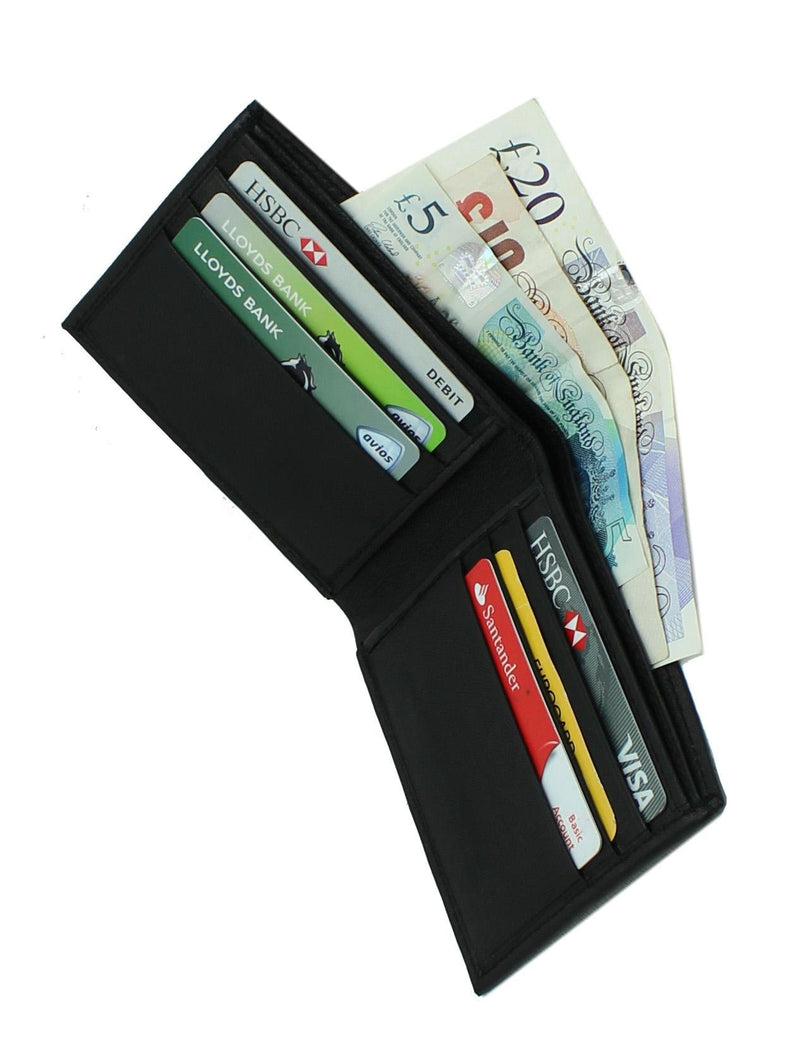 RAS Mens Slim Classic Bifold 6 Cards Wallet Genuine Leather Billfold Wallet 125 Black