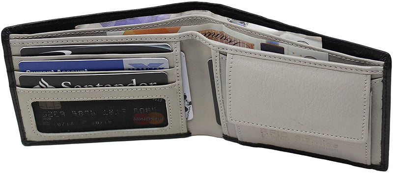 STARHIDE Mens RFID Blocking Small Bifold Leather Wallet for Cards Cash and Coins 1050 Black Grey