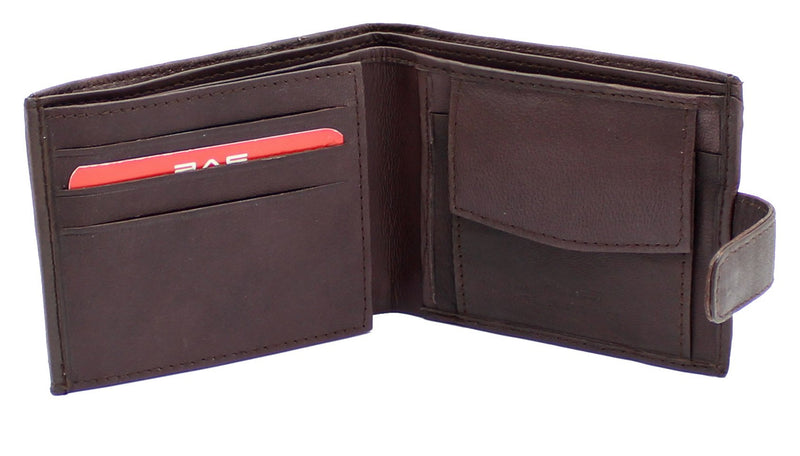 RAS Mens RFID Blocking Soft Real Leather Coin Pocket Purse Trifold Wallet 895