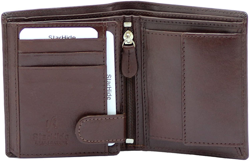 STARHIDE Mens RFID Blocking Genuine VT Leather Small Wallet 830