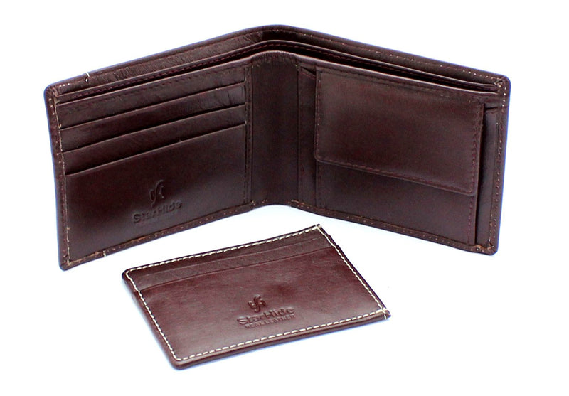 STARHIDE Mens RFID Blocking Genuine Leather Wallet with Removable Minimalist Slim Card Holder 1125