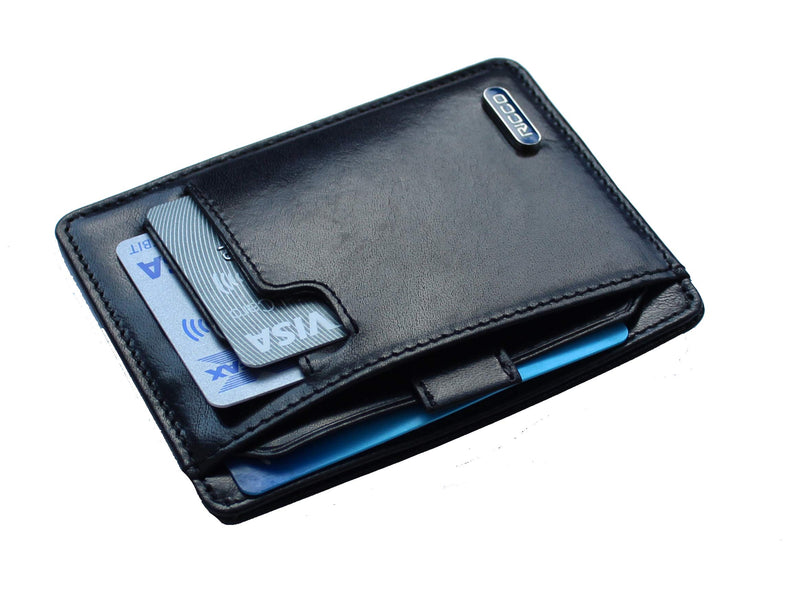 Ricco Front Pocket Genuine Italian Leather Thin Card Case Minimalist Wallet with RFID Blocking S11