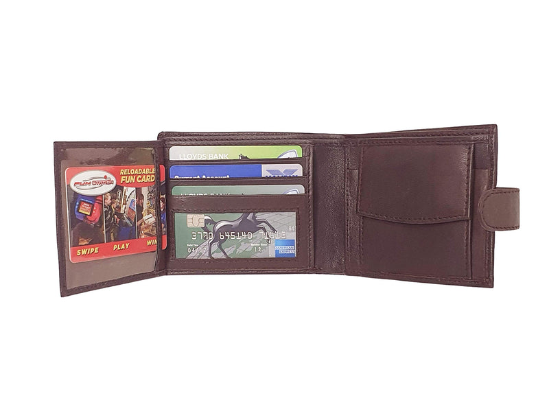 RAS Mens RFID Blocking Soft Smooth Genuine Leather Wallet With Id Card Slot and Coin Pocket 895