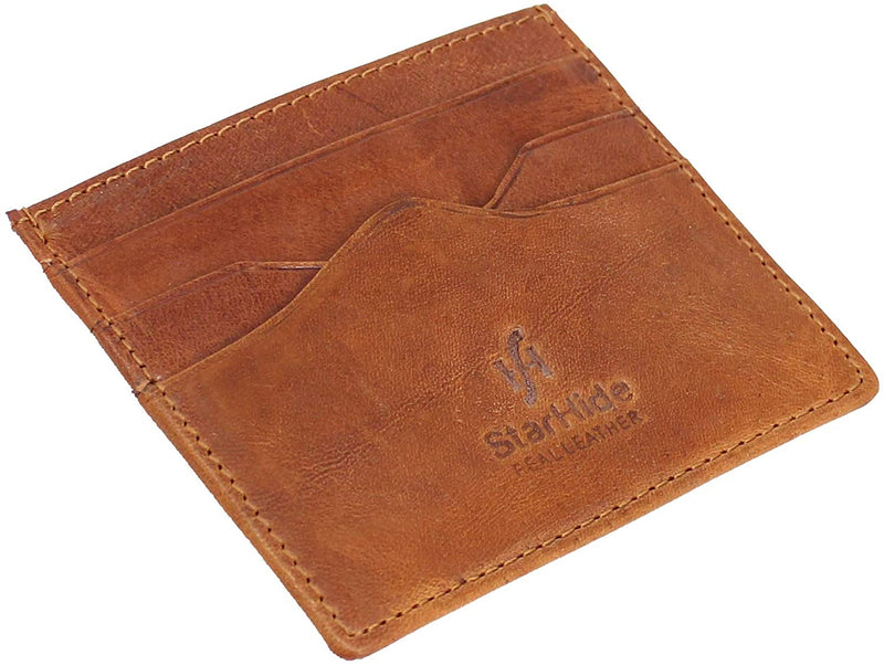 STARHIDE Mens Front Pocket VT Leather Minimalist Credit Card Holder 1215