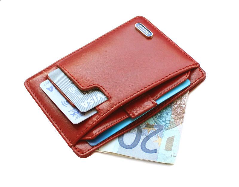 Ricco Front Pocket Genuine Italian Leather Thin Card Case Minimalist Wallet with RFID Blocking S11