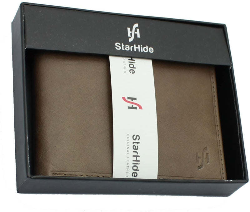 STARHIDE Mens Soft Genuine Leather Wallet 1140 Brown