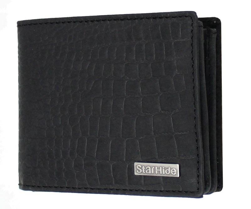 STARHIDE Mens RFID Blocking Embossed Croco Genuine Distressed Hunter Leather Wallet 1200