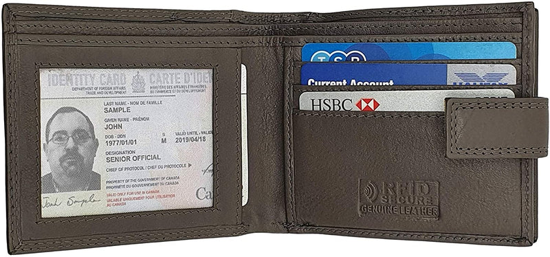 Morucha Mens RFID Blocking Wallets Real Leather Passcase Wallet with A Large Zip Around Coin Pocket M70 (Grey)