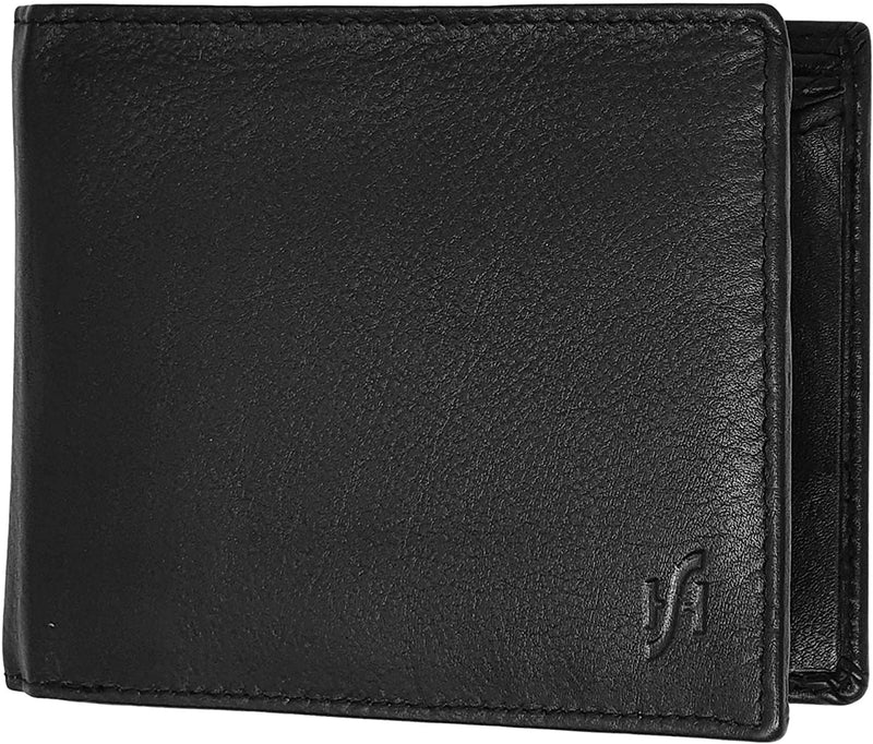 STARHIDE Mens Black Premium Genuine Leather Wallet Coin Purse Id Pocket Multi Cardholder Wallet with RFID Protection 1217