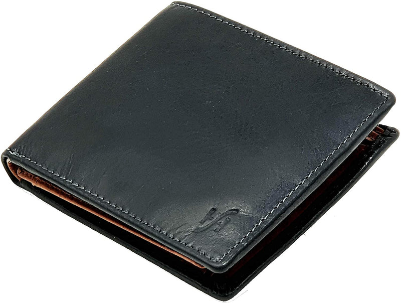 Starhide Mens Leather RFID Blocking Trifold Passcase Wallet Black Tan 1190