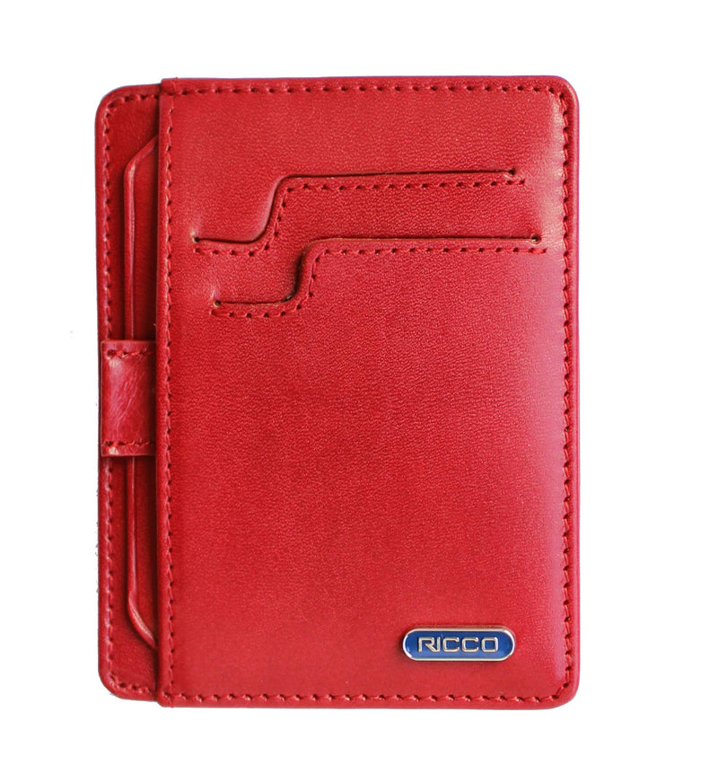 Ricco Front Pocket Genuine Italian Leather Thin Card Case Minimalist Wallet with RFID Blocking S11