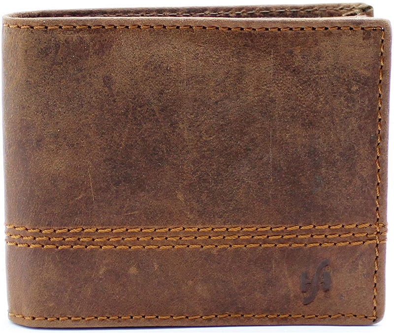 StarHide Mens Essentials Wallet RFID Safe Contactless Security Card Protection Distressed Hunter Leather Billfold Purse 1150