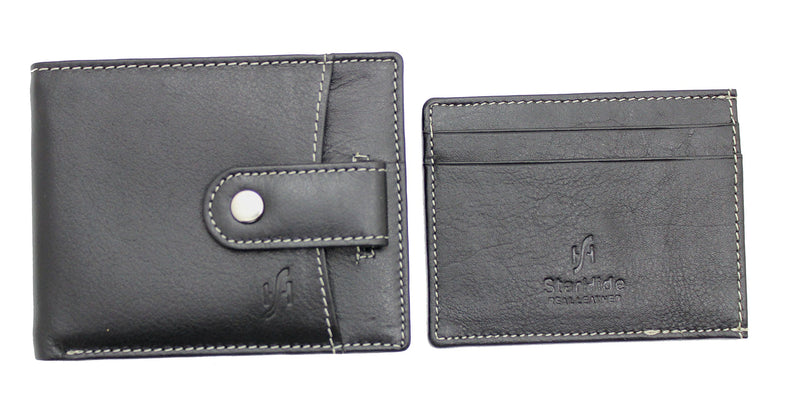 STARHIDE Mens RFID Blocking Genuine Leather Wallet with Removable Minimalist Slim Card Holder 1125