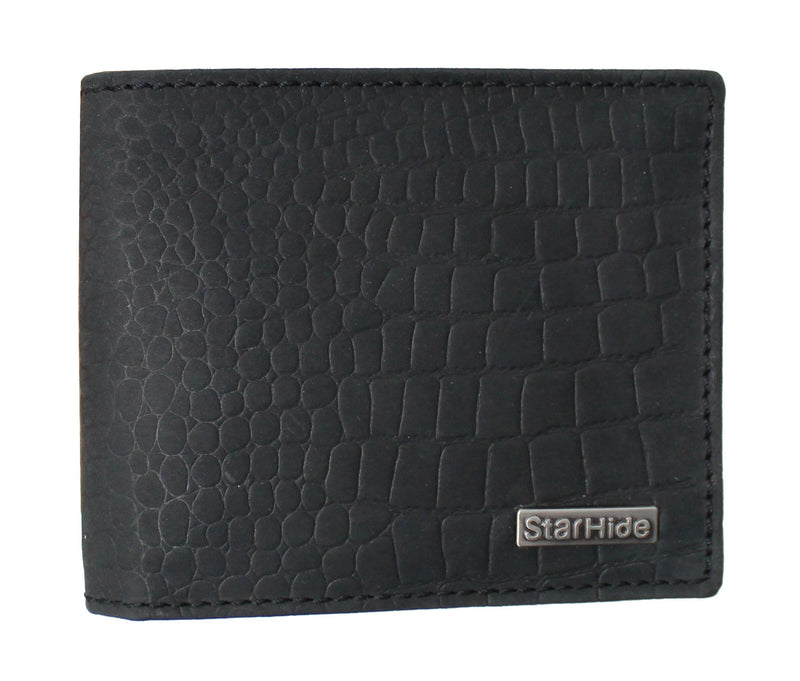 STARHIDE Mens RFID Blocking Embossed Croco Genuine Distressed Hunter Leather Wallet 1200