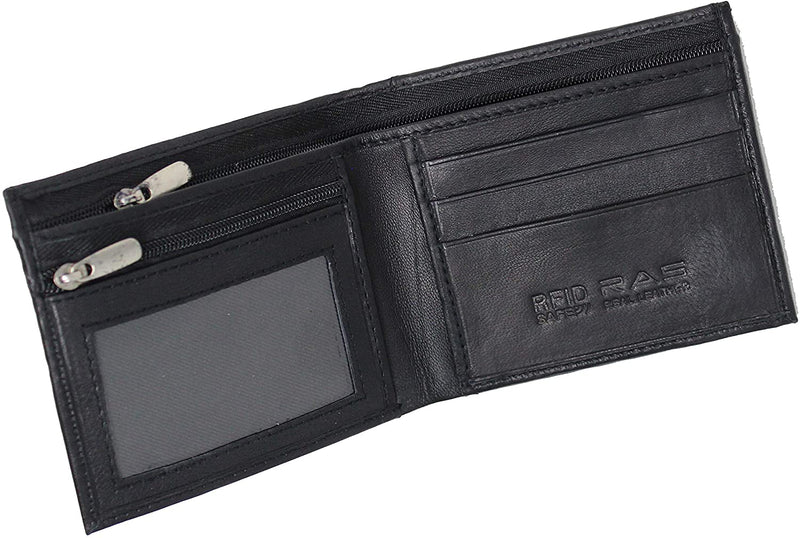 RAS Mens RFID Blocking Classic Bifold Genuine Leather Slim Wallet 121 Black