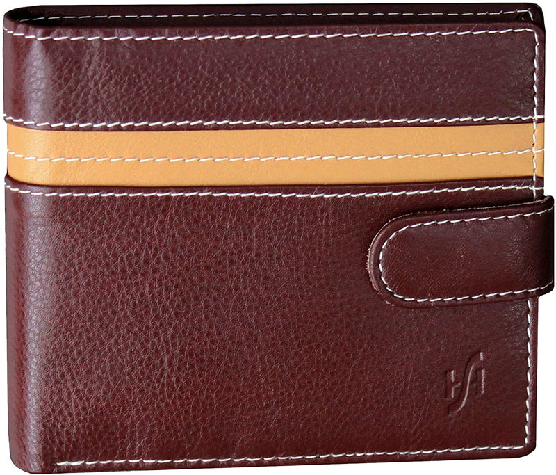 STARHIDE Mens RFID Blocking Two Tone Leather Multi Card Capacity Wallet 1135 Brown Tan