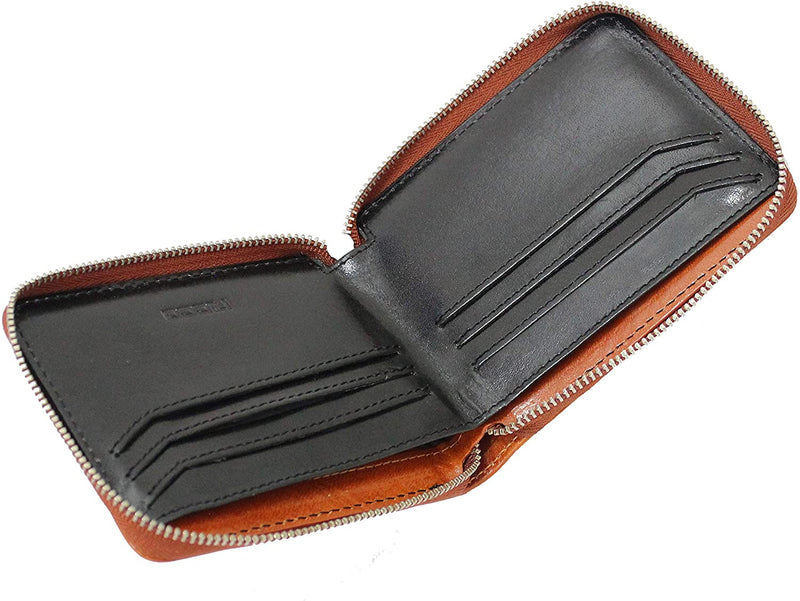 Ricco RFID Blocking Full Zip Around Leather Billfold Wallet For Men S12 Honey Black