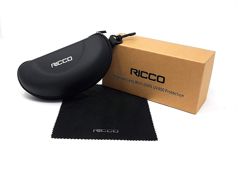 RICCO Eyewear Mirrored Lens Polarized UV 400 Protection Metal Frame Sunglasses With Zipped Cary Case And Cleaning Cloth MS1043