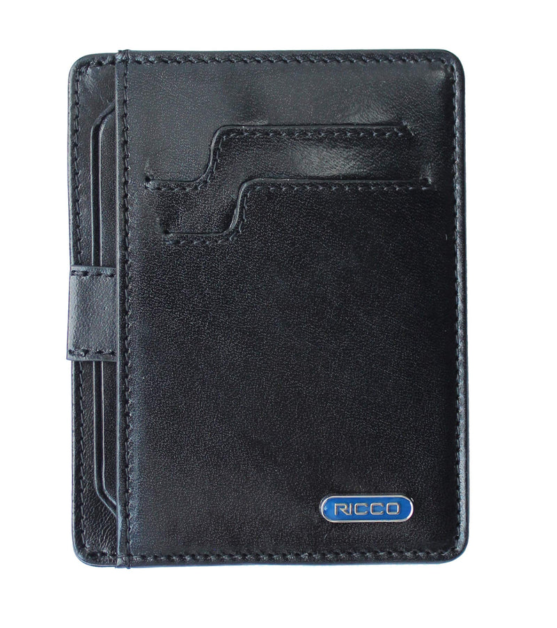 Ricco Front Pocket Genuine Italian Leather Thin Card Case Minimalist Wallet with RFID Blocking S11