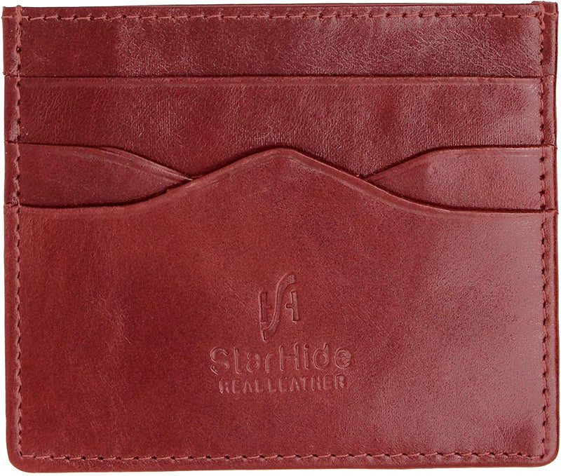 STARHIDE Mens Front Pocket VT Leather Minimalist Credit Card Holder 1215 Brown