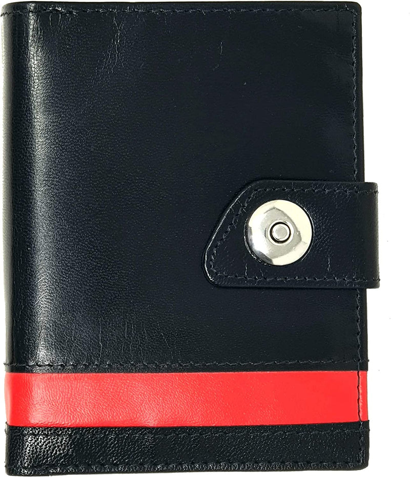 STARHIDE Women Genuine Leather RFID Blocking Twin ID Flash Pocket Clutch Wallet 630 Black Red