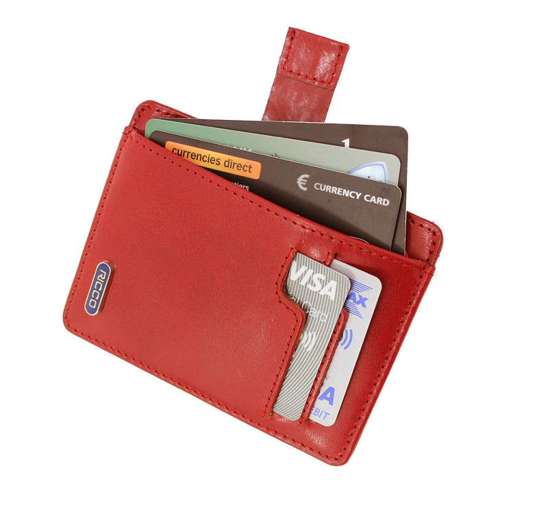 Ricco Front Pocket Genuine Italian Leather Thin Card Case Minimalist Wallet with RFID Blocking S11