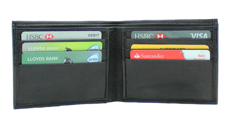 RAS Mens Slim Classic Bifold 6 Cards Wallet Genuine Leather Billfold Wallet 125 Black