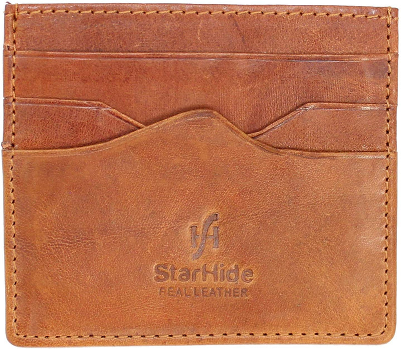 STARHIDE Mens Front Pocket VT Leather Minimalist Credit Card Holder 1215