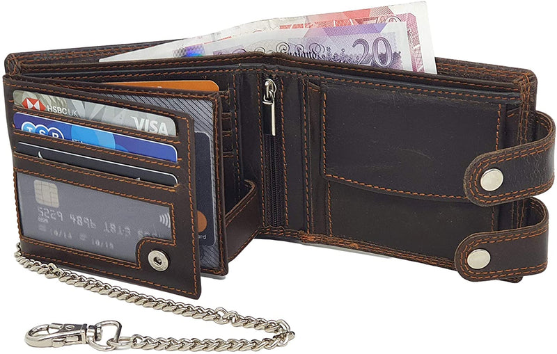 Biker Wallet with Safety Chain | RFID Protected | Genuine Leather