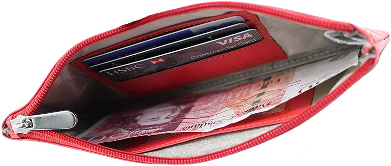 STARHIDE Girls Women RFID Blocking Slim Thin Money Pouch Genuine Leather Credit Card and ID Holder Zipper Wallet 640