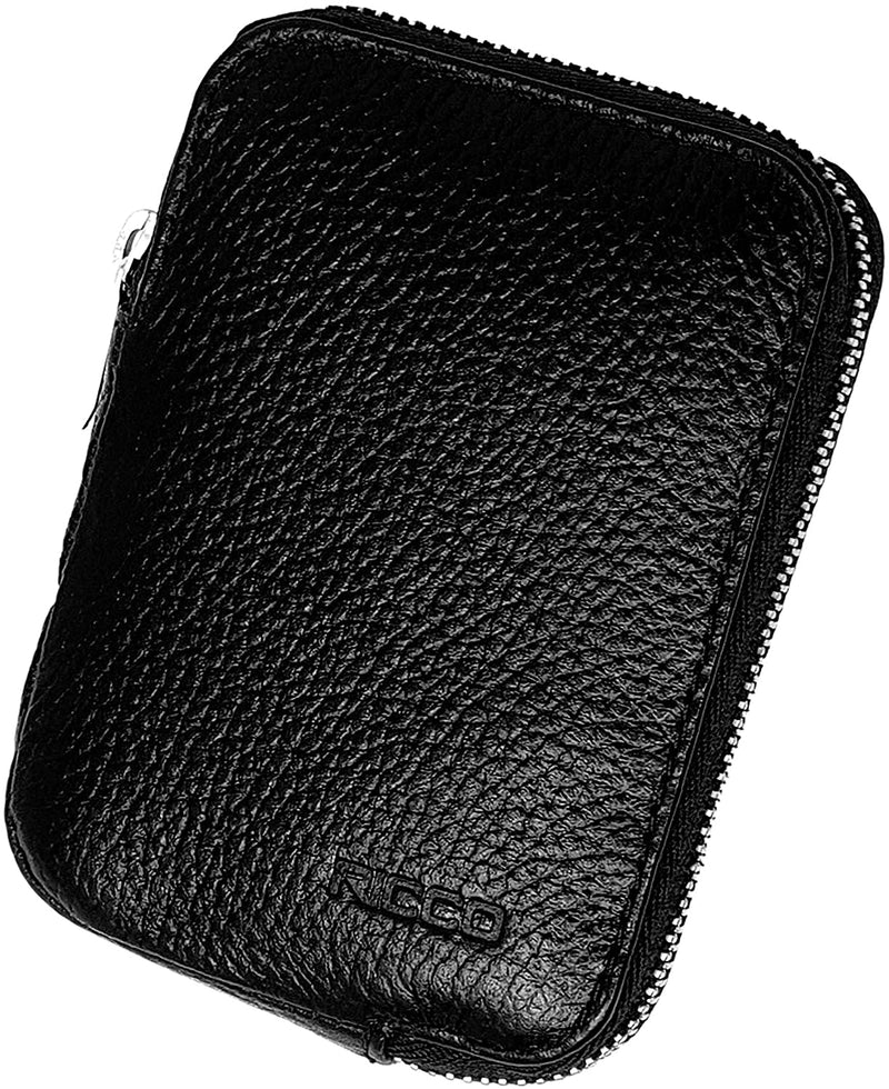 Ricco RFID Blocking Small Leather Card Holder Zipper Pocket Purse Billfold Wallet S10 Black