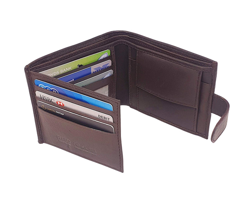 RAS Mens RFID Blocking Soft Smooth Genuine Leather Wallet With Id Card Slot and Coin Pocket 895