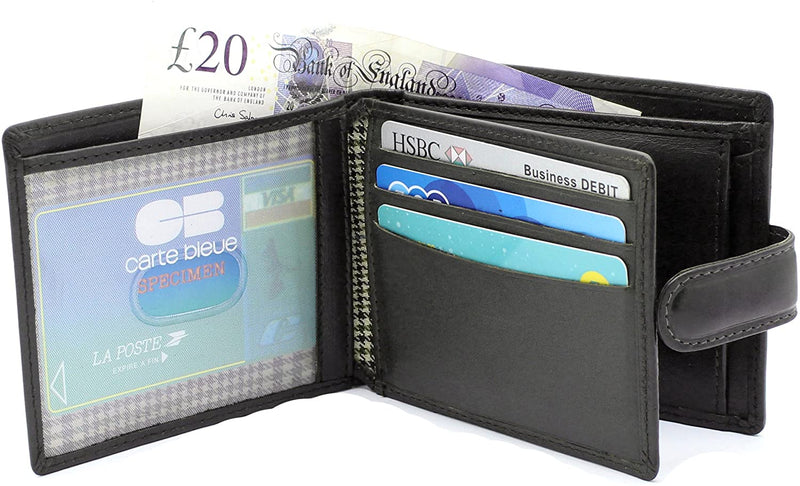 Topsum London Men Designer Leather Wallet RFID Blocking Mans Wallets Credit Card Holder Coin Pocket Purse with Gift Box 4006 Black