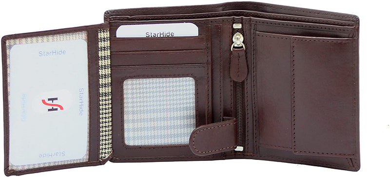 STARHIDE Mens RFID Blocking Genuine VT Leather Small Wallet 830