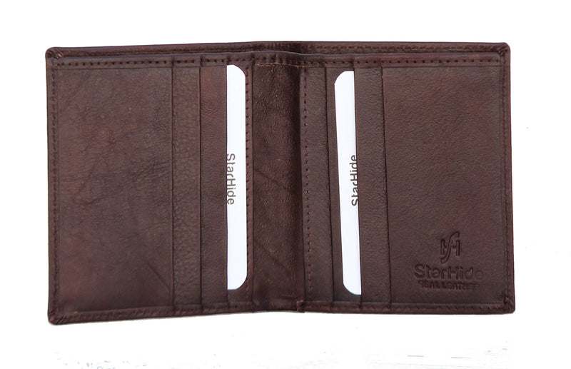 STARHIDE Menâ€™s Soft Two Fold Real Leather Small Wallet with A Banknote Compartment 205