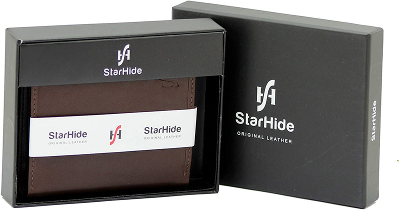 STARHIDE Mens RFID Blocking Genuine VT Leather Small Wallet 830