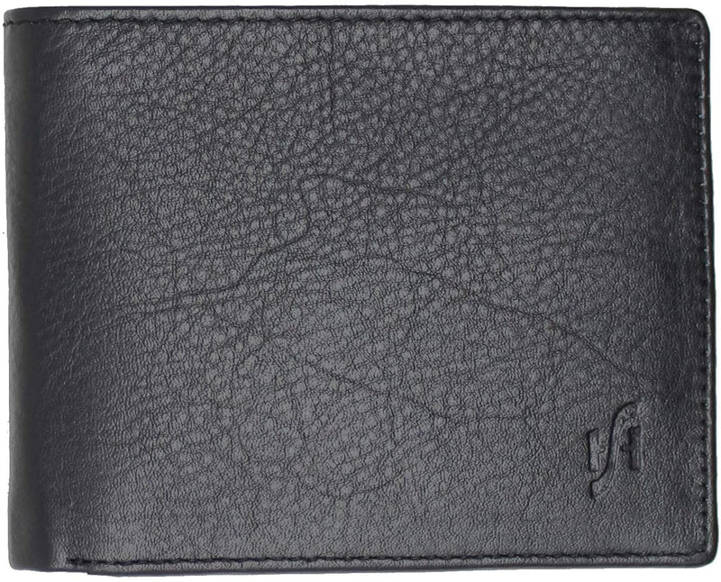 STARHIDE Mens RFID Blocking Small Bifold Leather Wallet for Cards Cash and Coins 1050 Black Grey